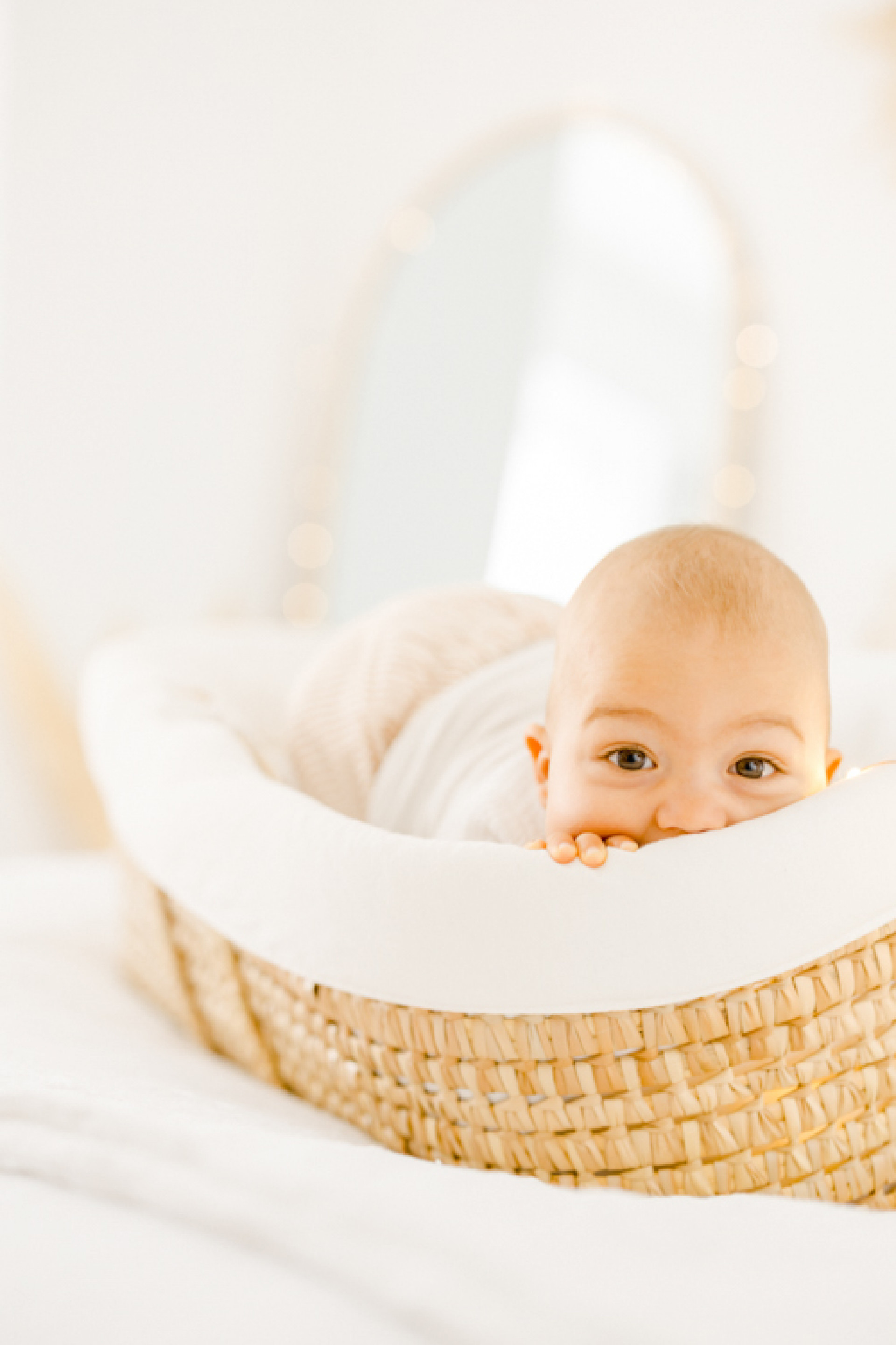 panier enfant osier beige orange