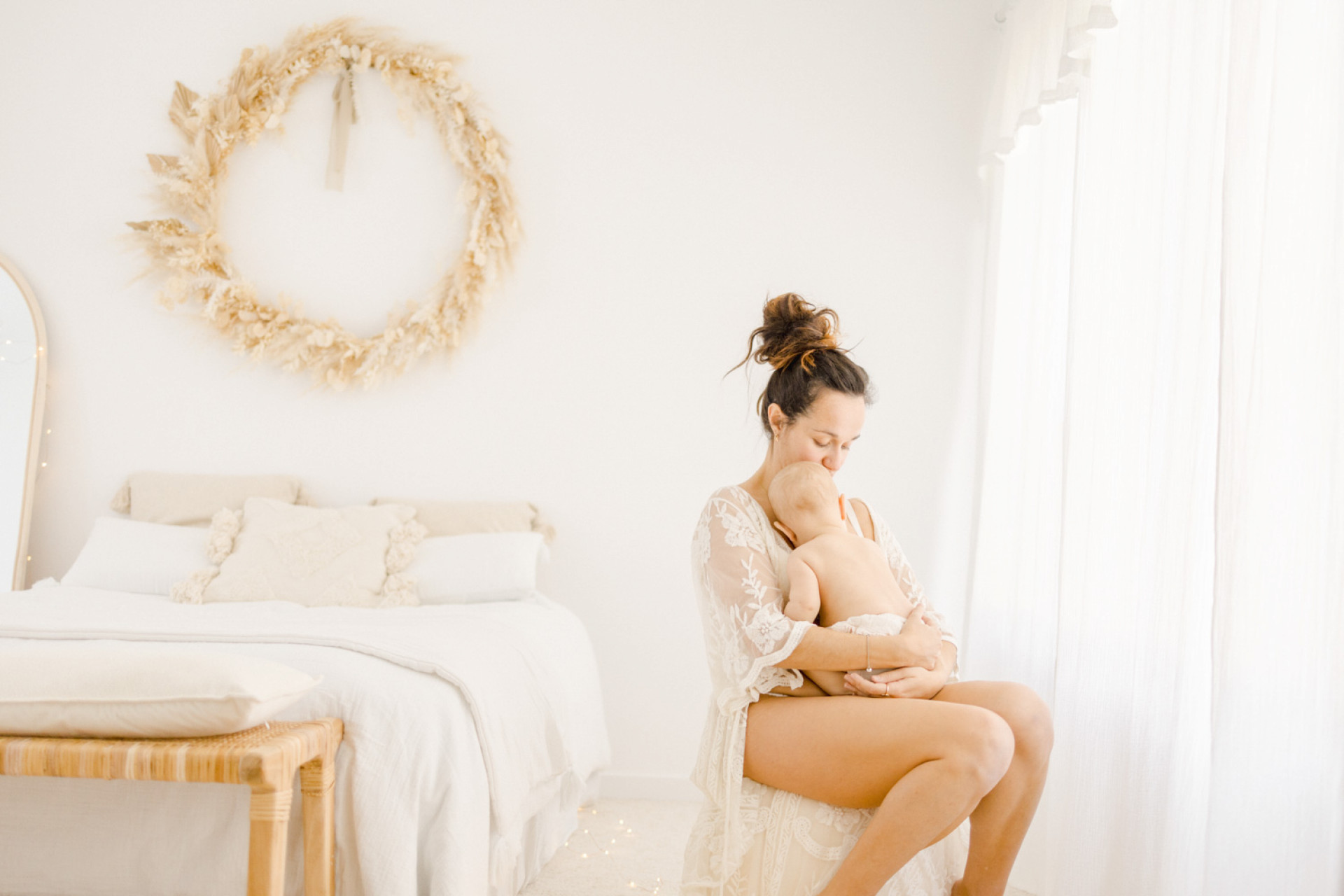 bonheur lit beige gris marron