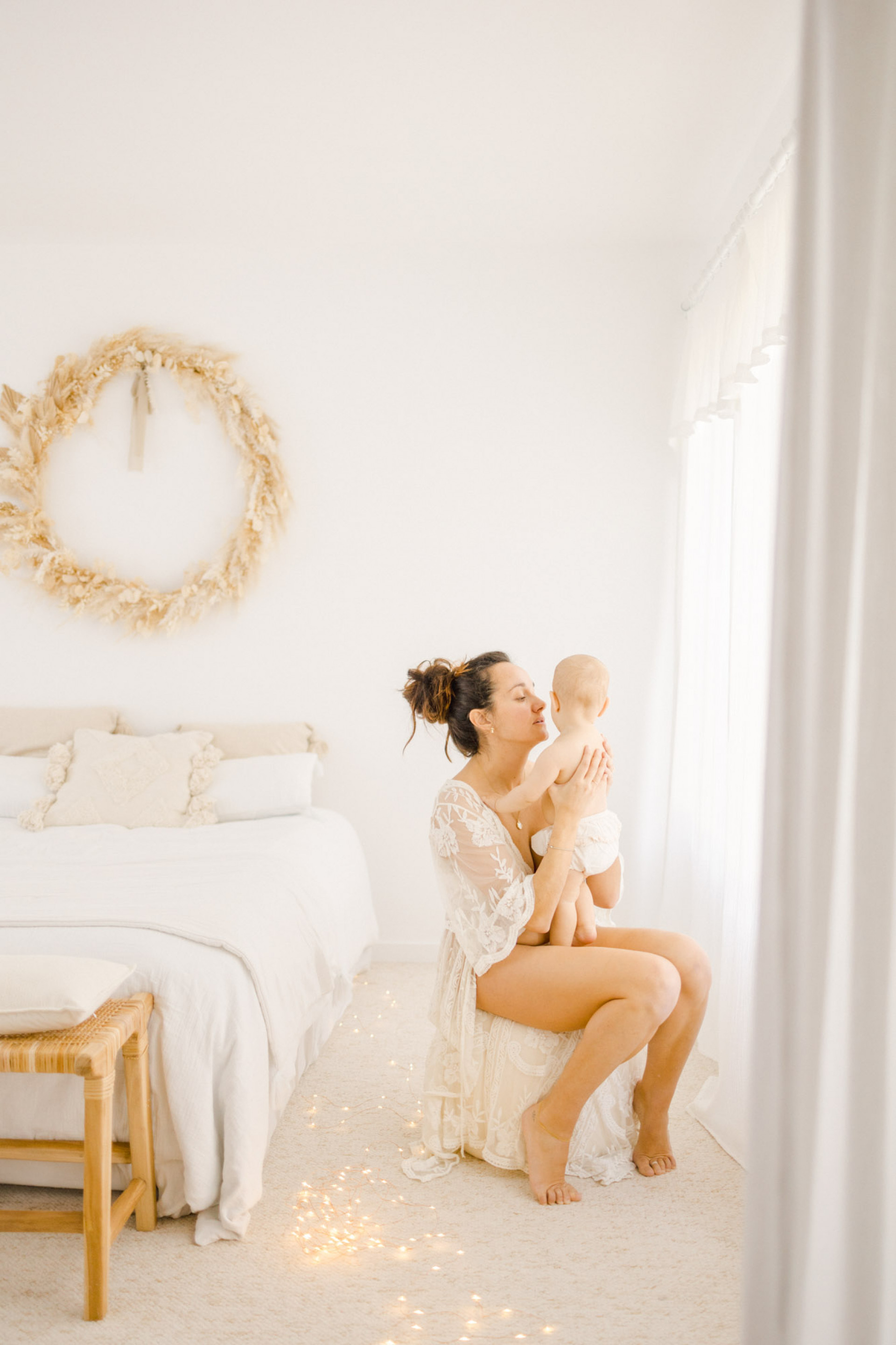 bonheur robe rose lit gris