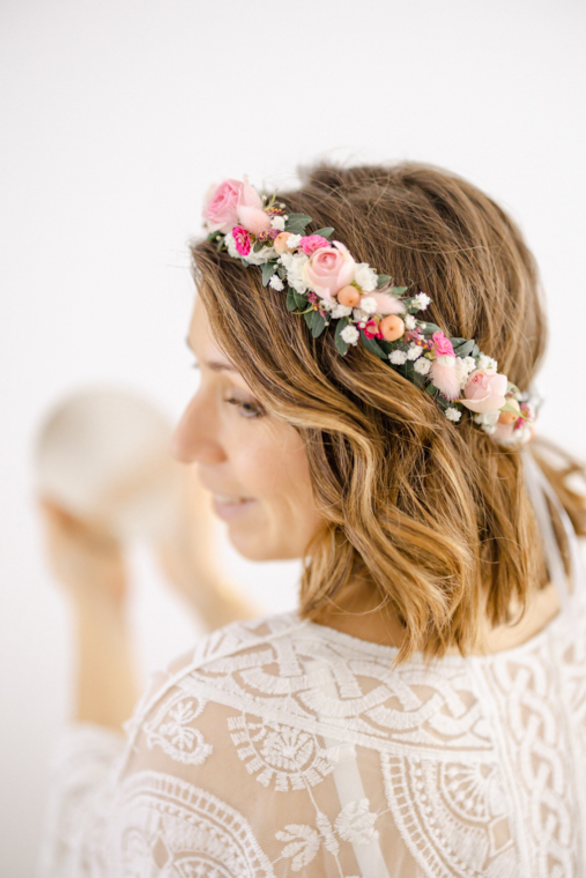 fleur rose pétale bandeau marron