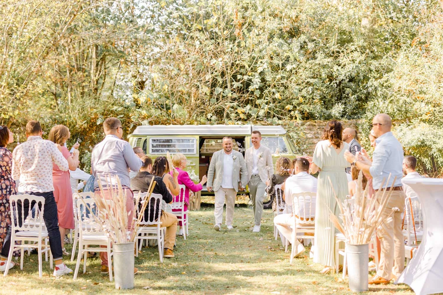 événement, cérémonie, jardin, vêtements de mariée, mariée