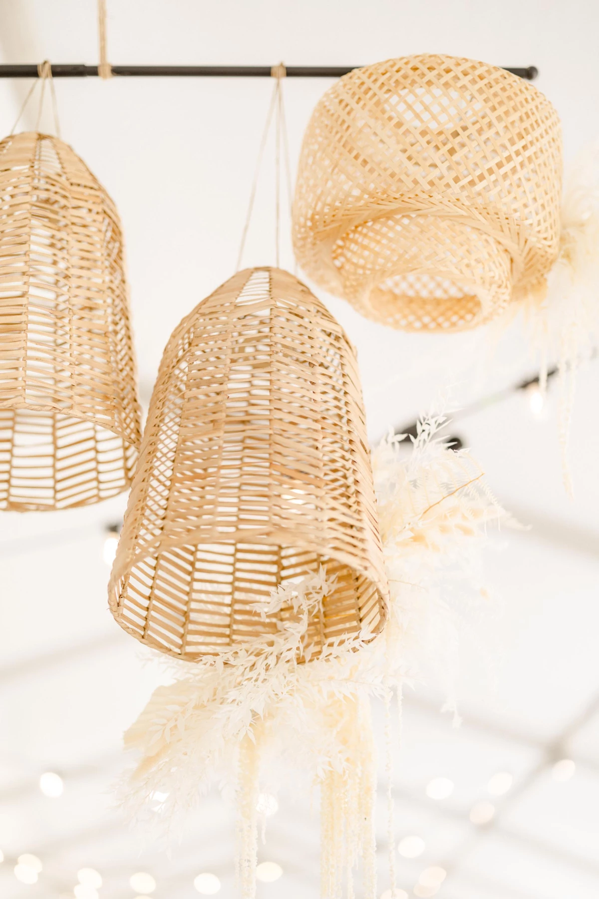 luminaire osier panier lustre beige