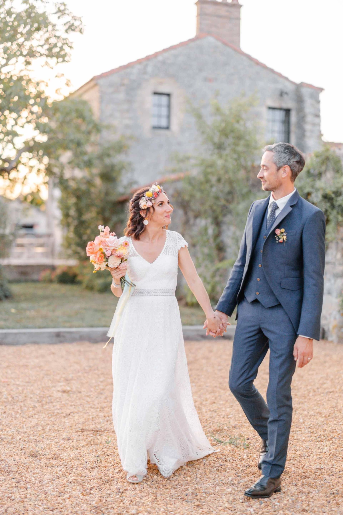 robe événement mariage gris marron