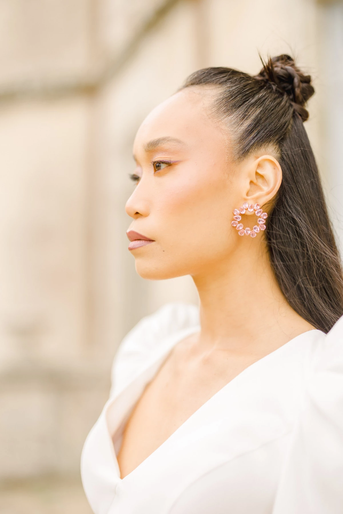 boucle bijoux piercing corporel rose gemme