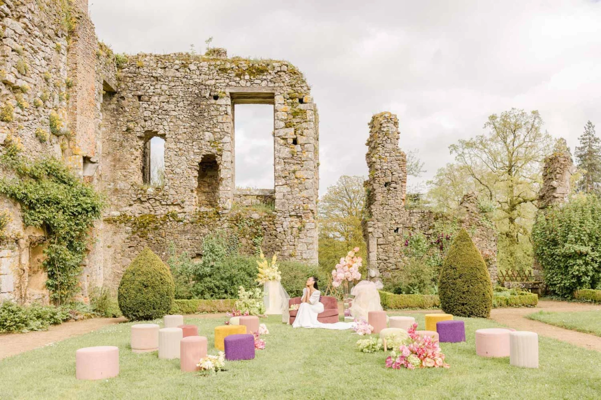 composition florale jardin mariage beige marron