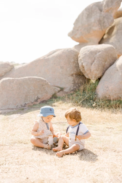 chapeau de soleil enfant marron gris nature