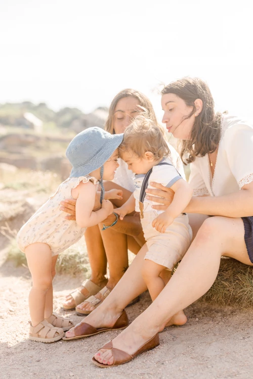 bonheur enfant robe marron gris