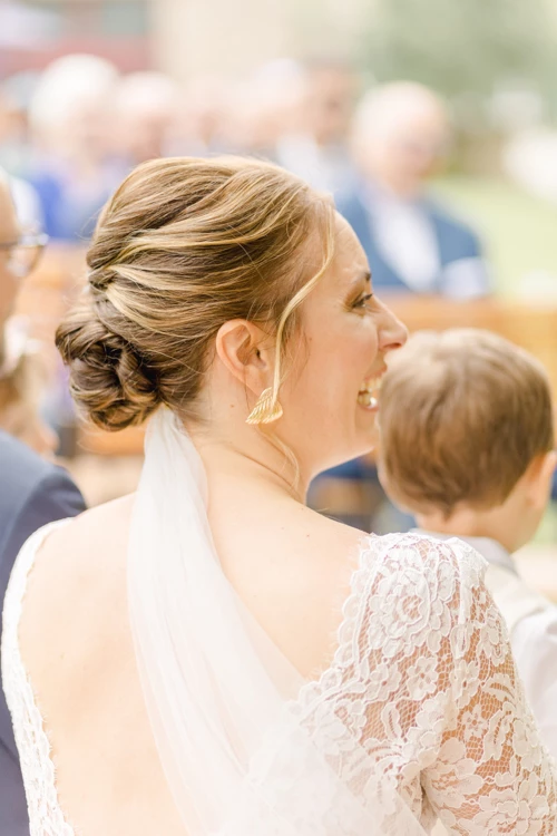 bonheur robe événement dentelle marron
