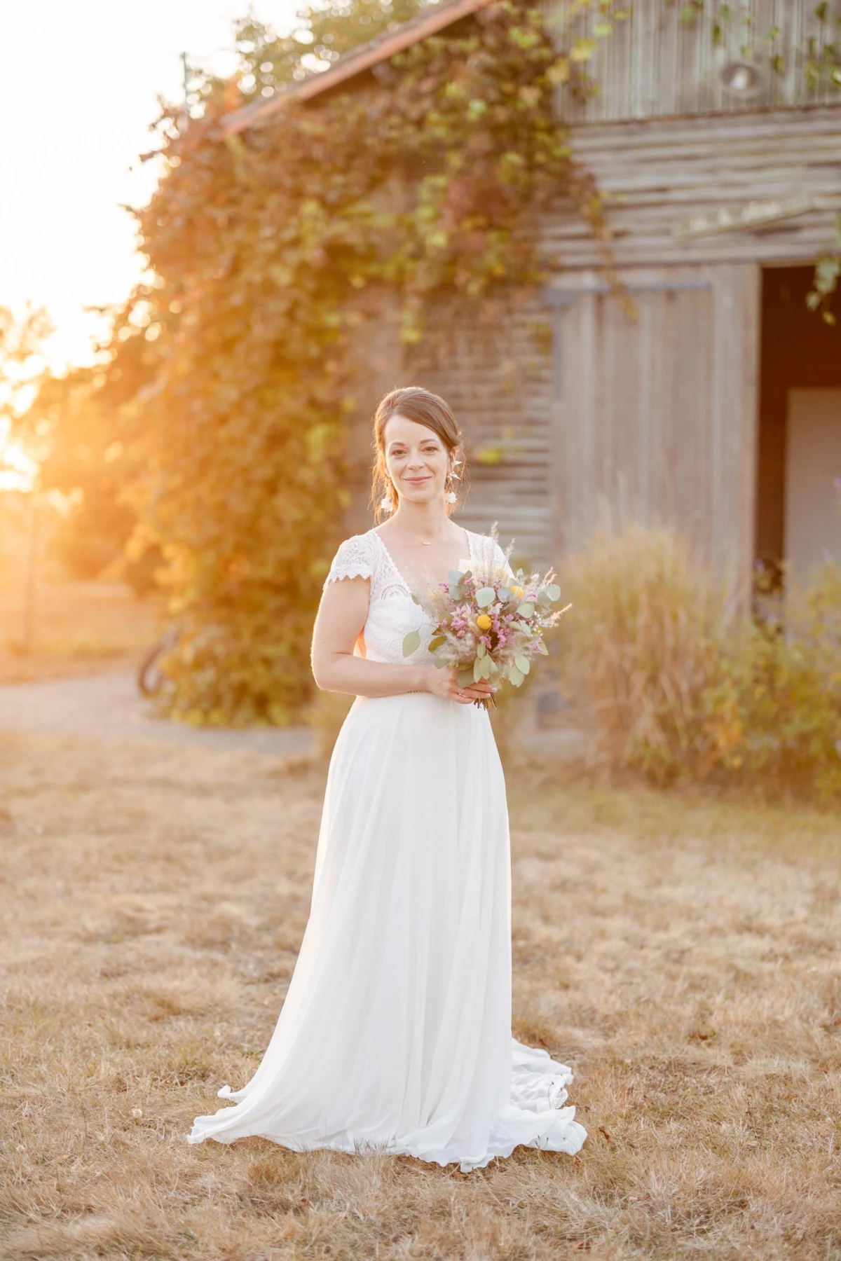 robe mariage gris marron nature