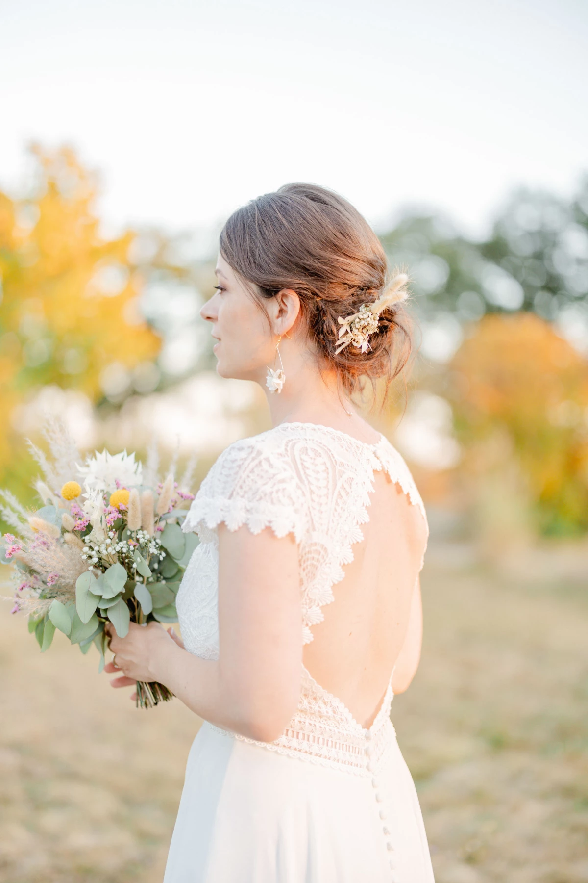 robe mariage dentelle orange gris