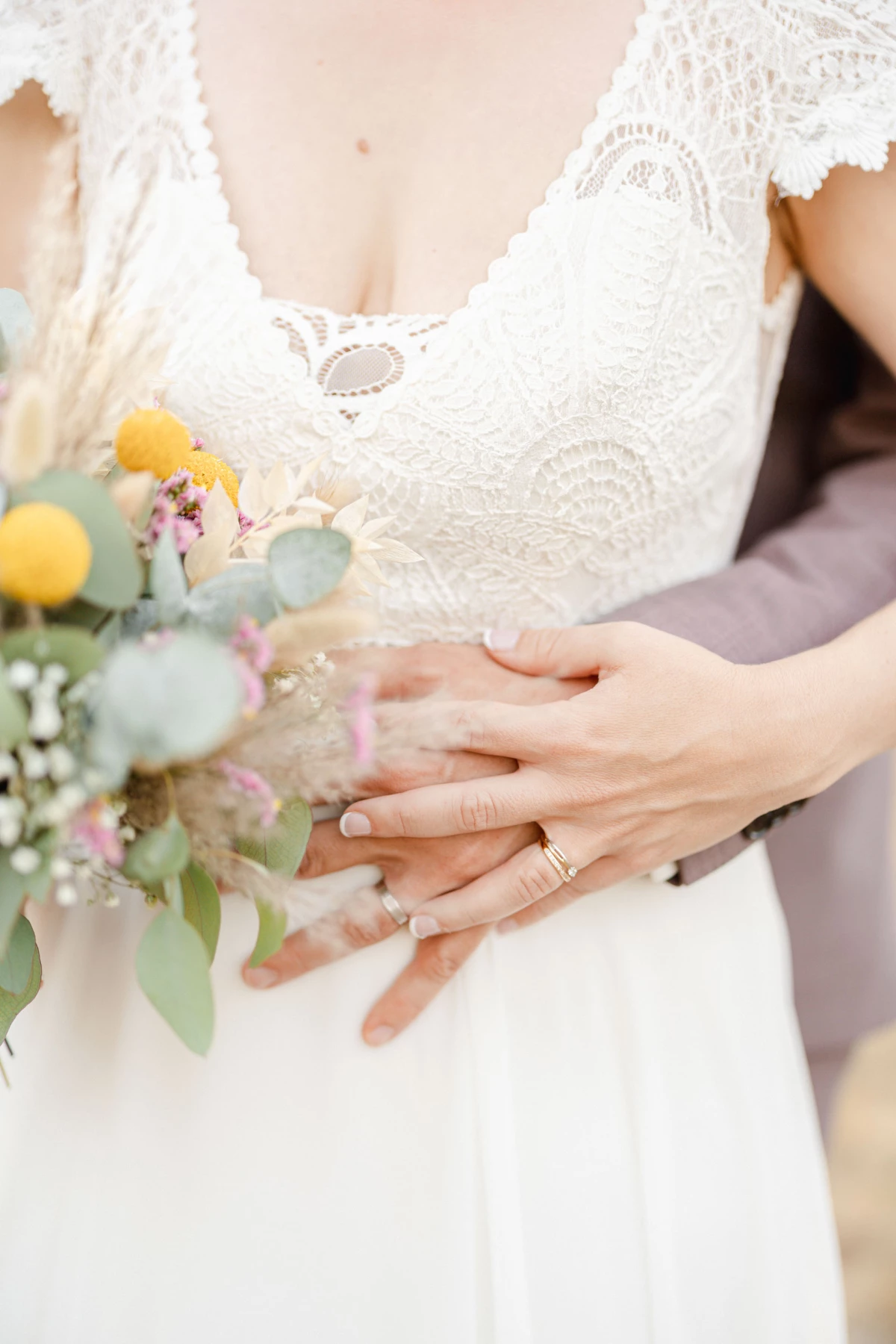 robe composition florale gris marron mariage