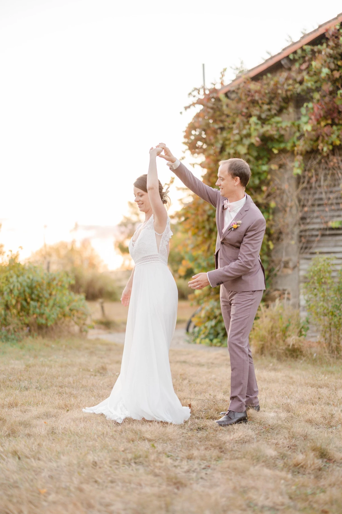 robe événement bonheur gris beige