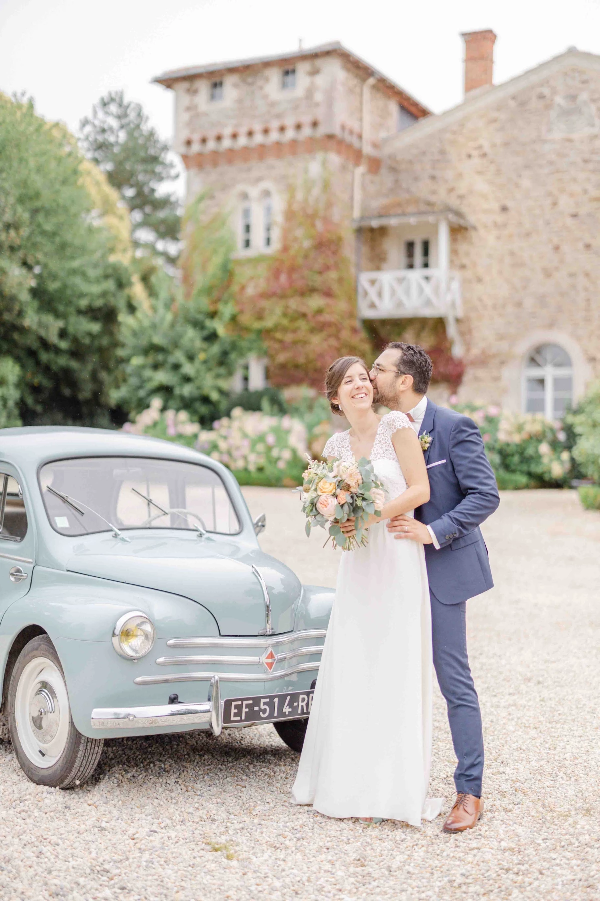 robe bonheur gris mariage voiture