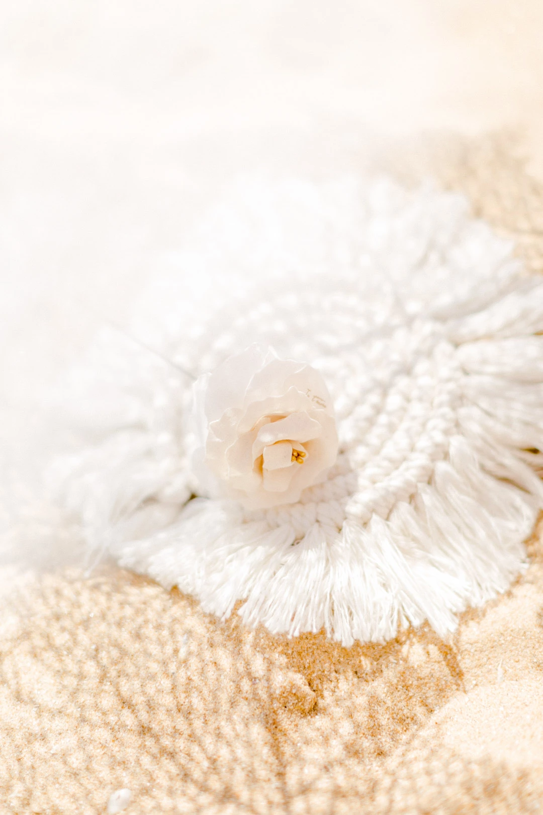 artisanat dentelle laine beige orange