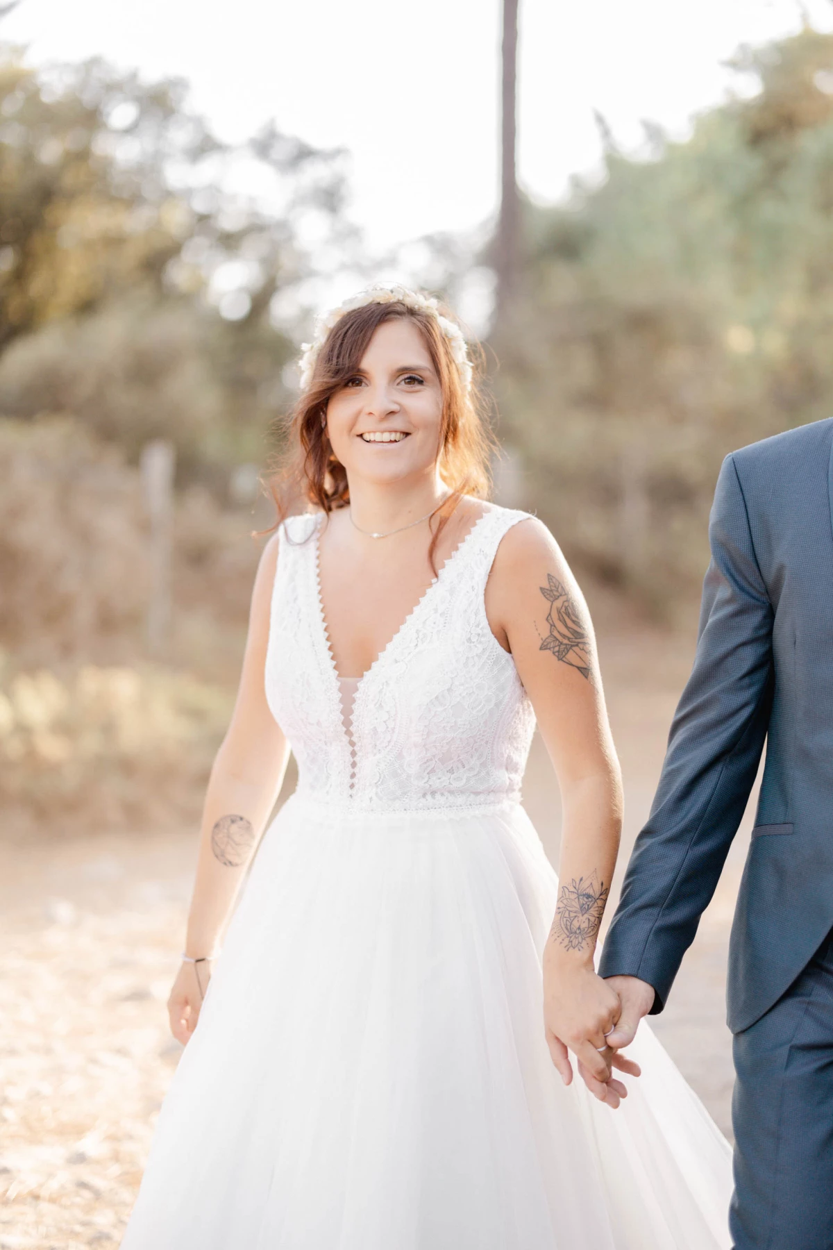 bonheur robe dentelle gris marron