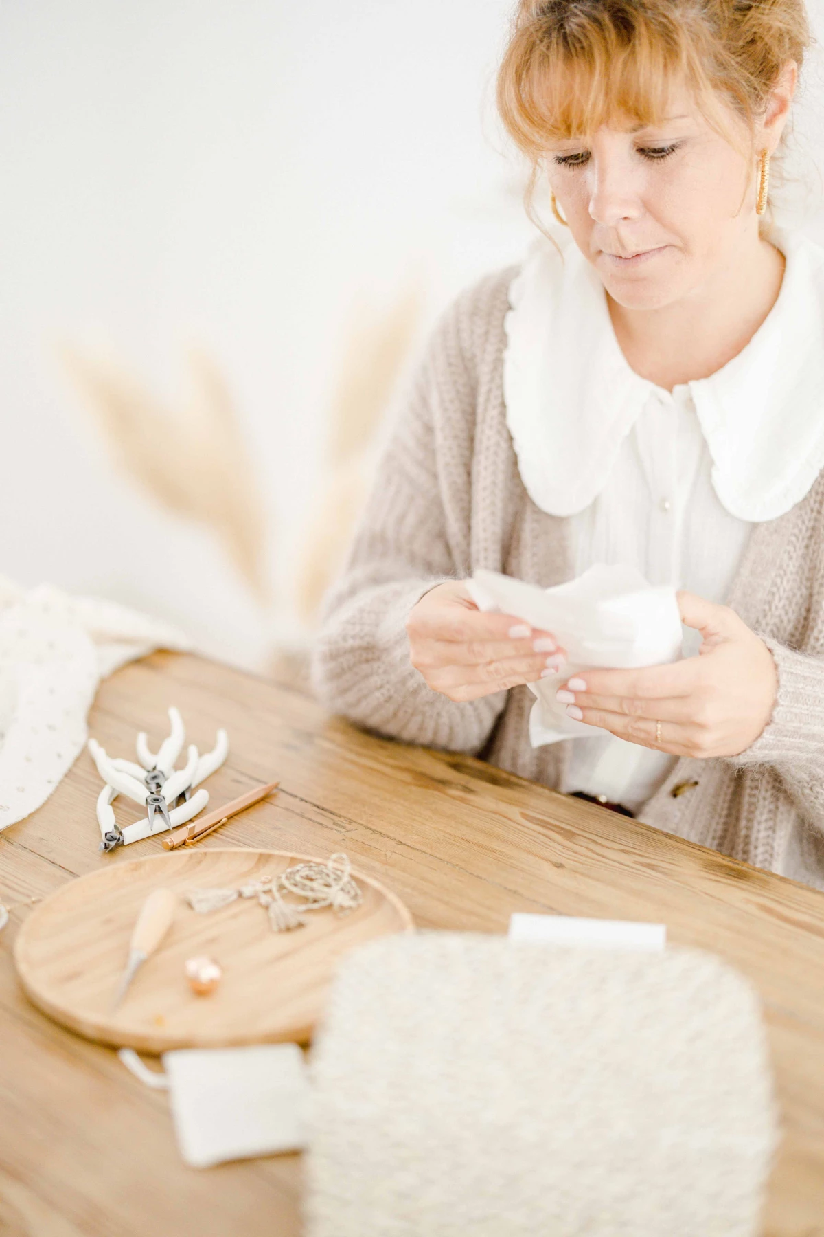 laine tasse artisanat tasse à thé gris