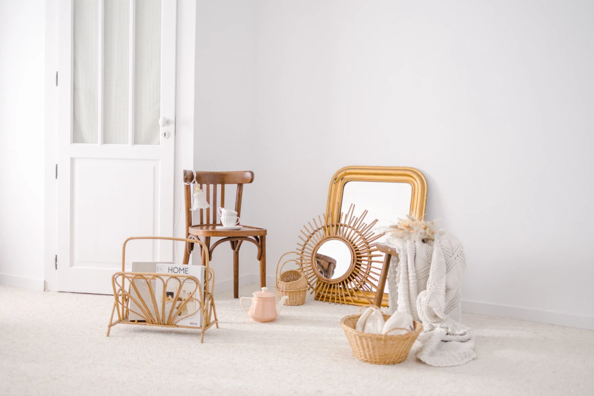 chaise osier gris marron professionnel