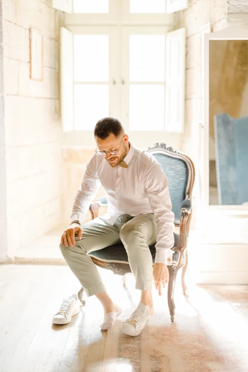 beige gris chemise préparatifs