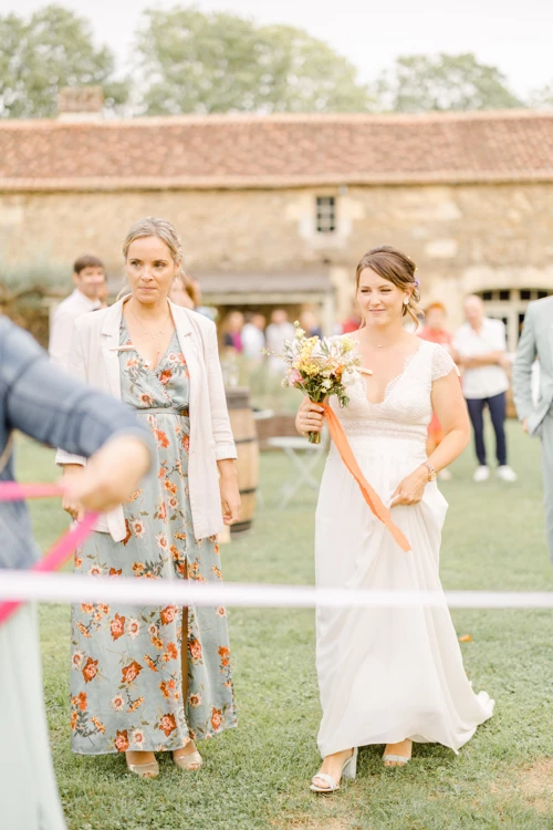 robe événement rose gris marron