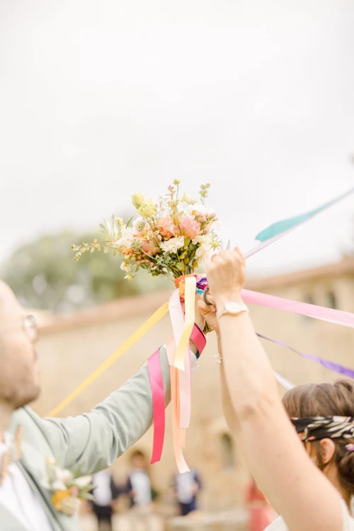 rose ruban beige marron gris