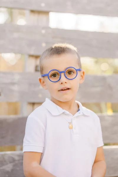 lunettes bleu enfant bonheur gris
